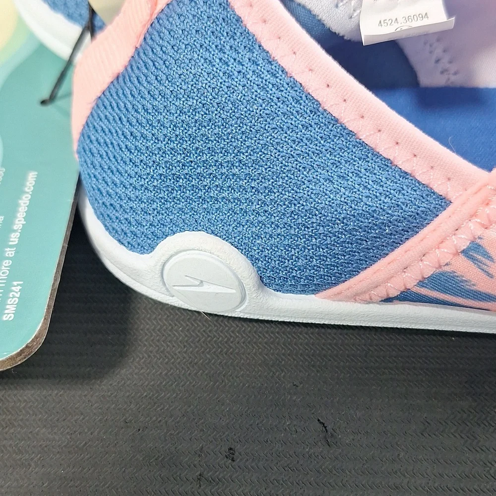 Speedo Kids Water Shoes - Blue with Pink Palm Design